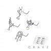 8PCS OF ASSORTED CZ DANGLE 316L SURGICAL STEEL L-SHAPE NOSE STUD BOX